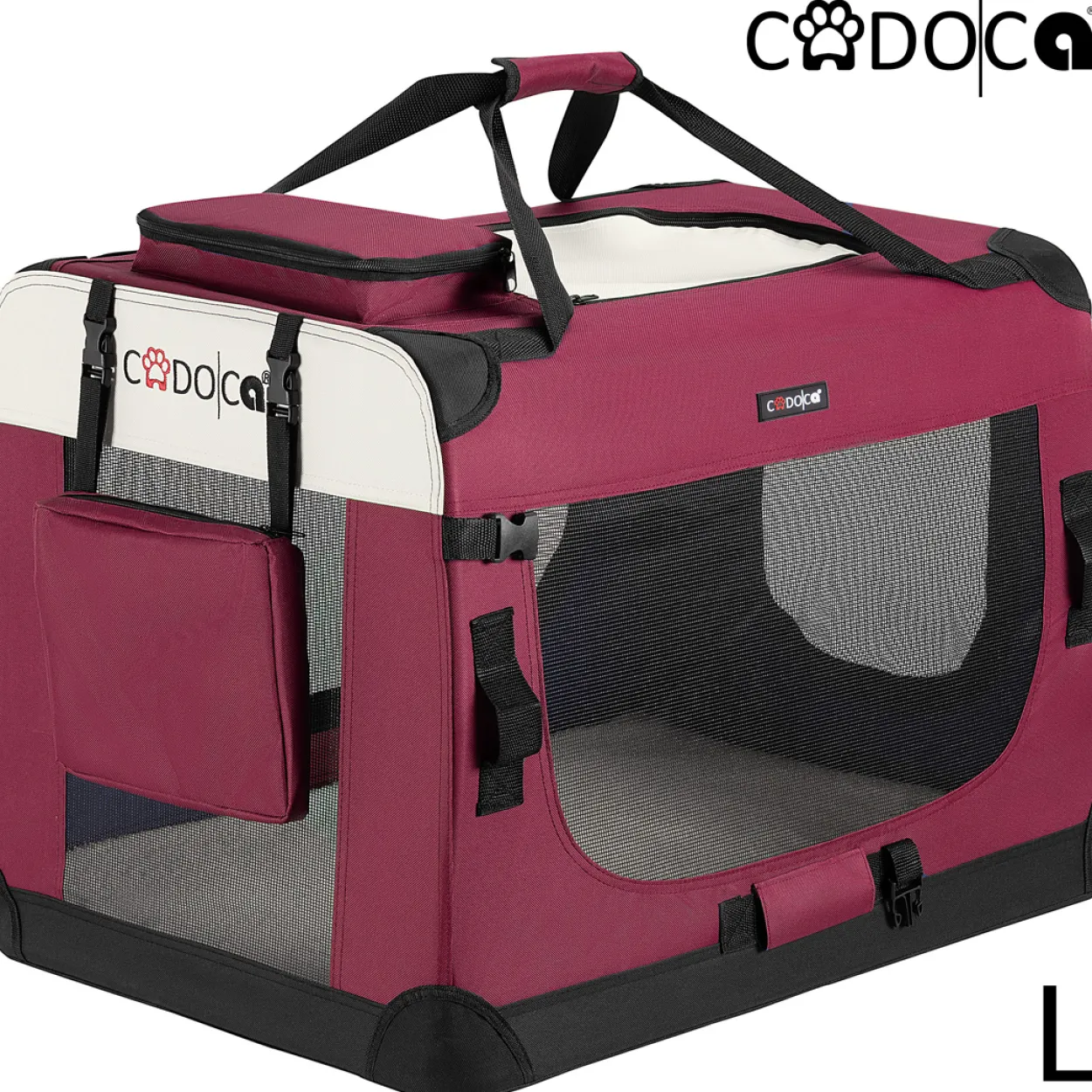 Cadoca Tiertransportbox L 70x52x50cm dunkelrot