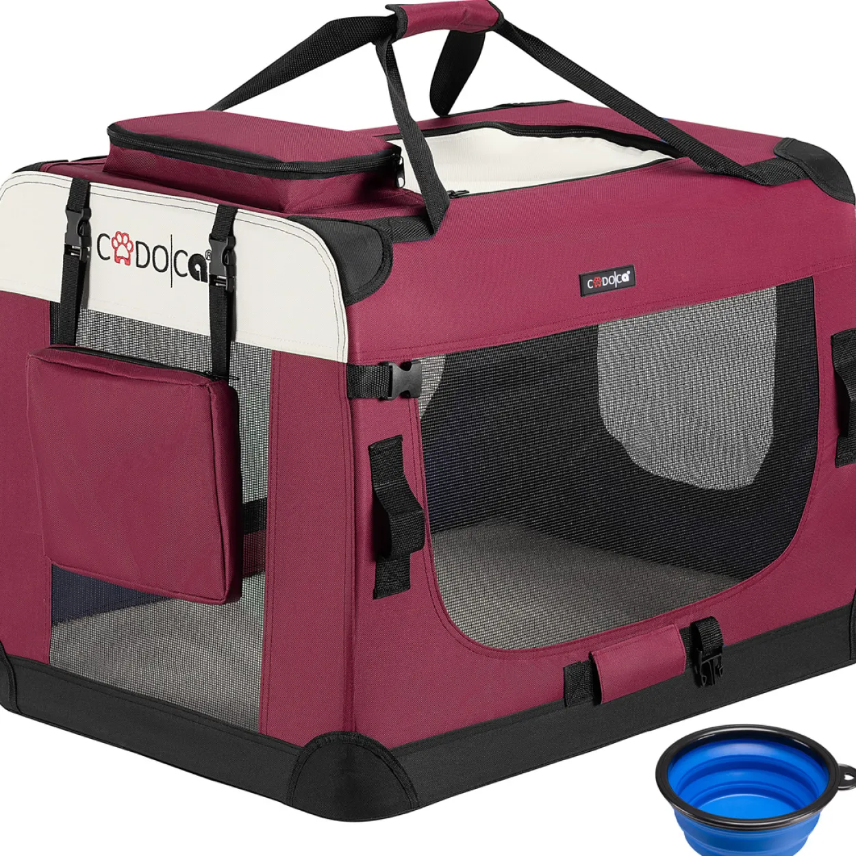 Cadoca Tiertransportbox L 70x52x50cm dunkelrot