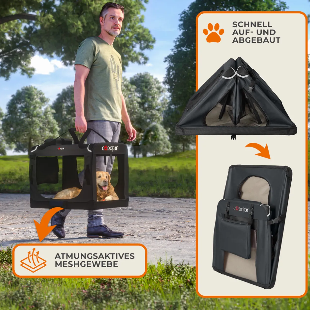Cadoca Tiertransportbox M 60x42x44cm anthrazit