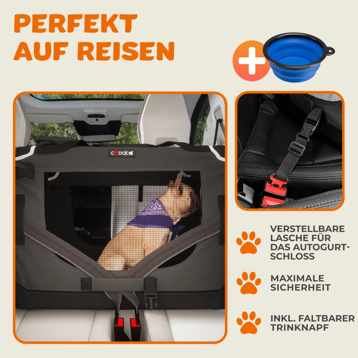 Cadoca Tiertransportbox M 60x42x44cm anthrazit