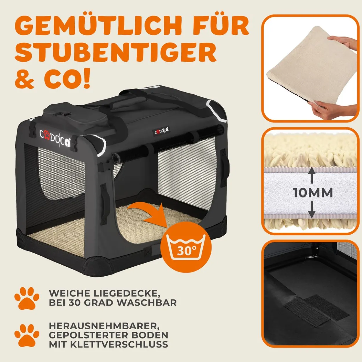 Cadoca Tiertransportbox M 60x42x44cm anthrazit