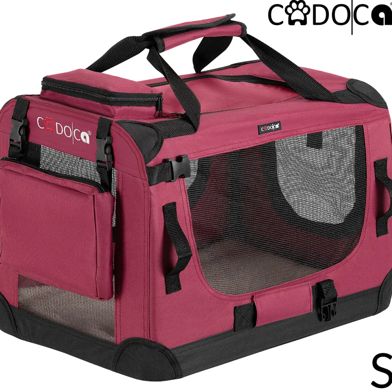 Cadoca Tiertransportbox S 50x34x36cm dunkelrot