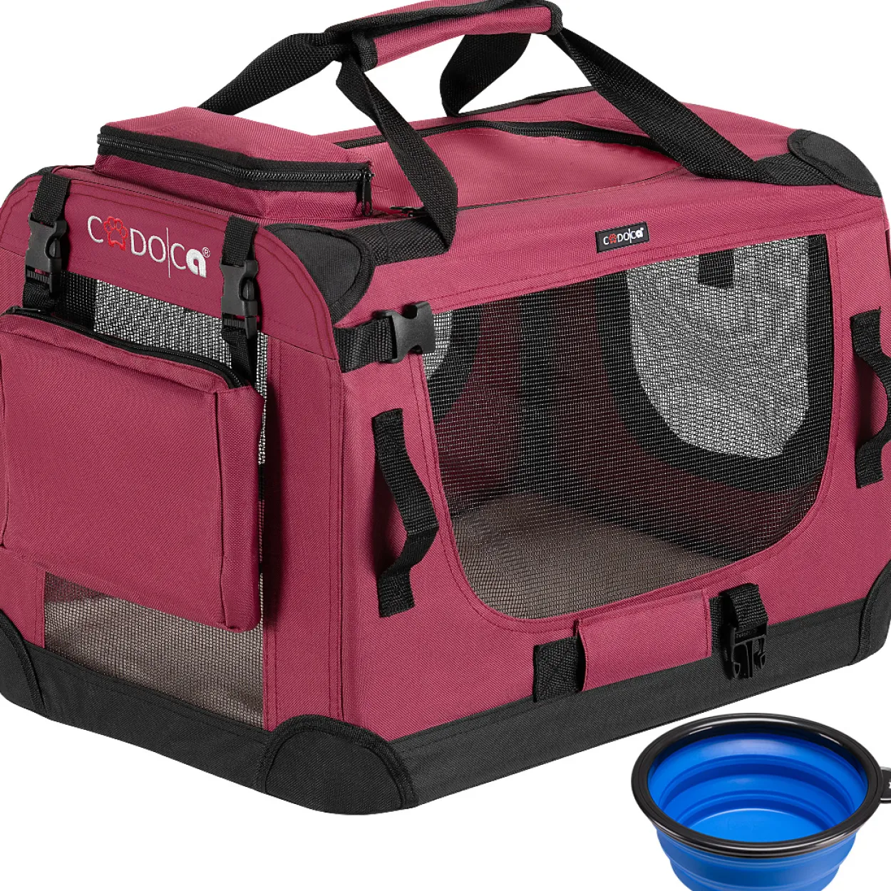Cadoca Tiertransportbox S 50x34x36cm dunkelrot