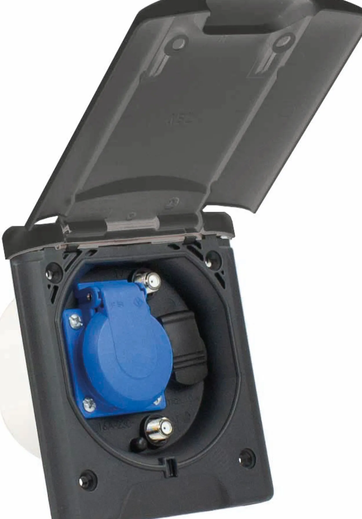 Camping CEE Einbausteckdose mit 1x Schukosteckdose 2x SAT-Steckdose, 1x 12 V DC Steckdose