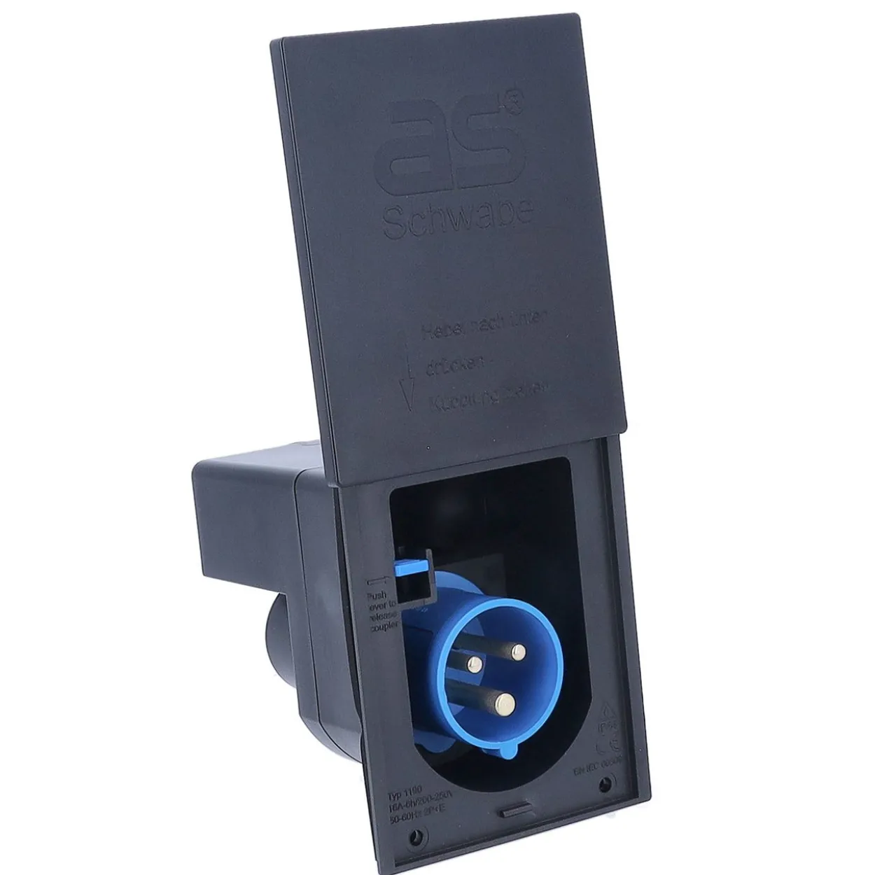Camping CEE Einspeisestecker 3-polig mit Schiebedeckel