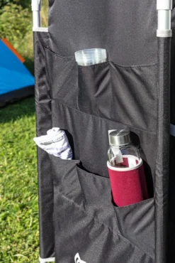 Campingküche mit 3-stufigem Stoffschrank, ca. 57x47x98 cm – schwarz/grau