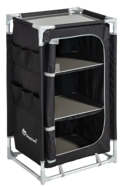 Campingküche mit 3-stufigem Stoffschrank, ca. 57x47x98 cm – schwarz/grau