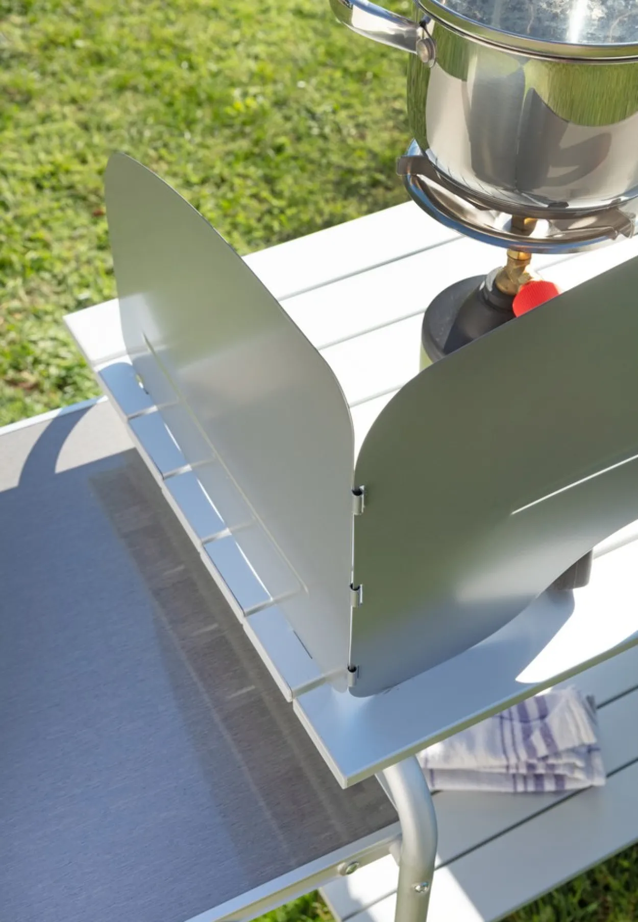 Campingküche mit Windschutz, 2-stufigem Stoffschrank ca. 143 x 41 x 80 cm