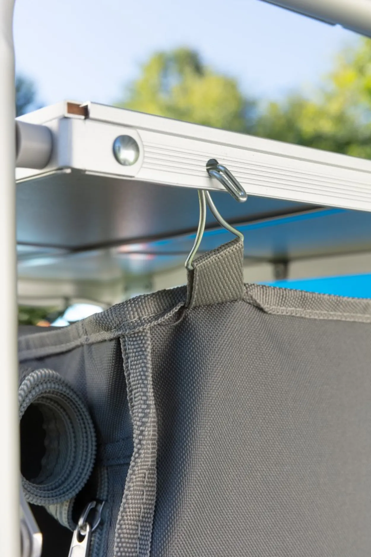 Campingküche mit Windschutz, 2-stufigem Stoffschrank ca. 143 x 41 x 80 cm