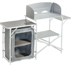Campingküche mit Windschutz, 2-stufigem Stoffschrank ca. 143 x 41 x 80 cm