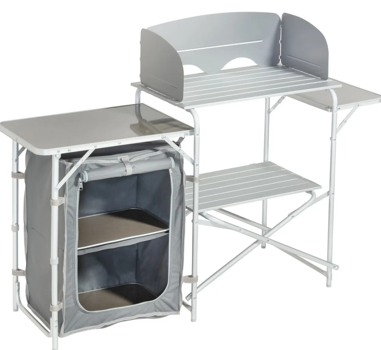 Campingküche mit Windschutz, 2-stufigem Stoffschrank ca. 143 x 41 x 80 cm