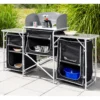 Campingküche XL Windschutz und rollbarer Arbeitsplatte, ca. 173 x 41 x 80 cm - Schwarz