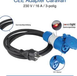 Camping SET Kabeltrommel, Adapterleitung, Verlängerungskabel und Taschenlampe IP44