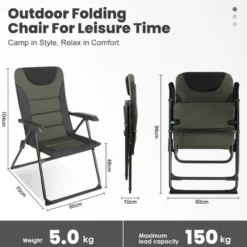 Campingstuhl Gartenstuhl klappbar, polyester, 5 fach Verstellbarer Rückenlehne, bis 150kg