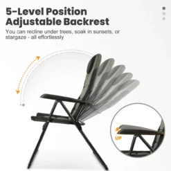 Campingstuhl Gartenstuhl klappbar, polyester, 5 fach Verstellbarer Rückenlehne, bis 150kg