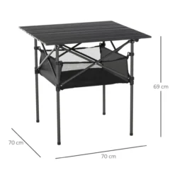 Campingtisch aus Aluminium faltbar für Camping Garten Party Picknick Balkon Schwarz 70 x 70 x 69 cm
