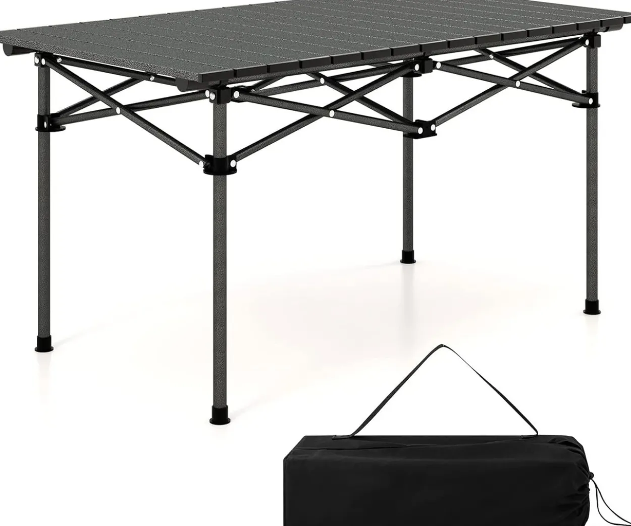 Campingtisch faltbar, Falttisch mit aufrollbarer Tischplatte, Klapptisch Gartentisch