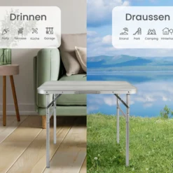 Campingtisch Klapptisch Gartentisch, leicht Aluminium Beistelltisch