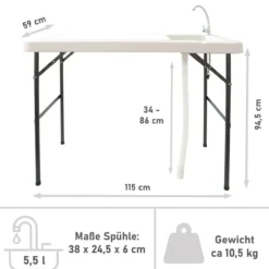 Campingtisch mit Spüle und Wasserhahn