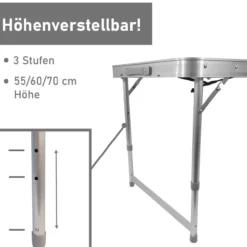 Campingtisch Set 5-teilig, Klapptisch mit 4 Camping Hocker