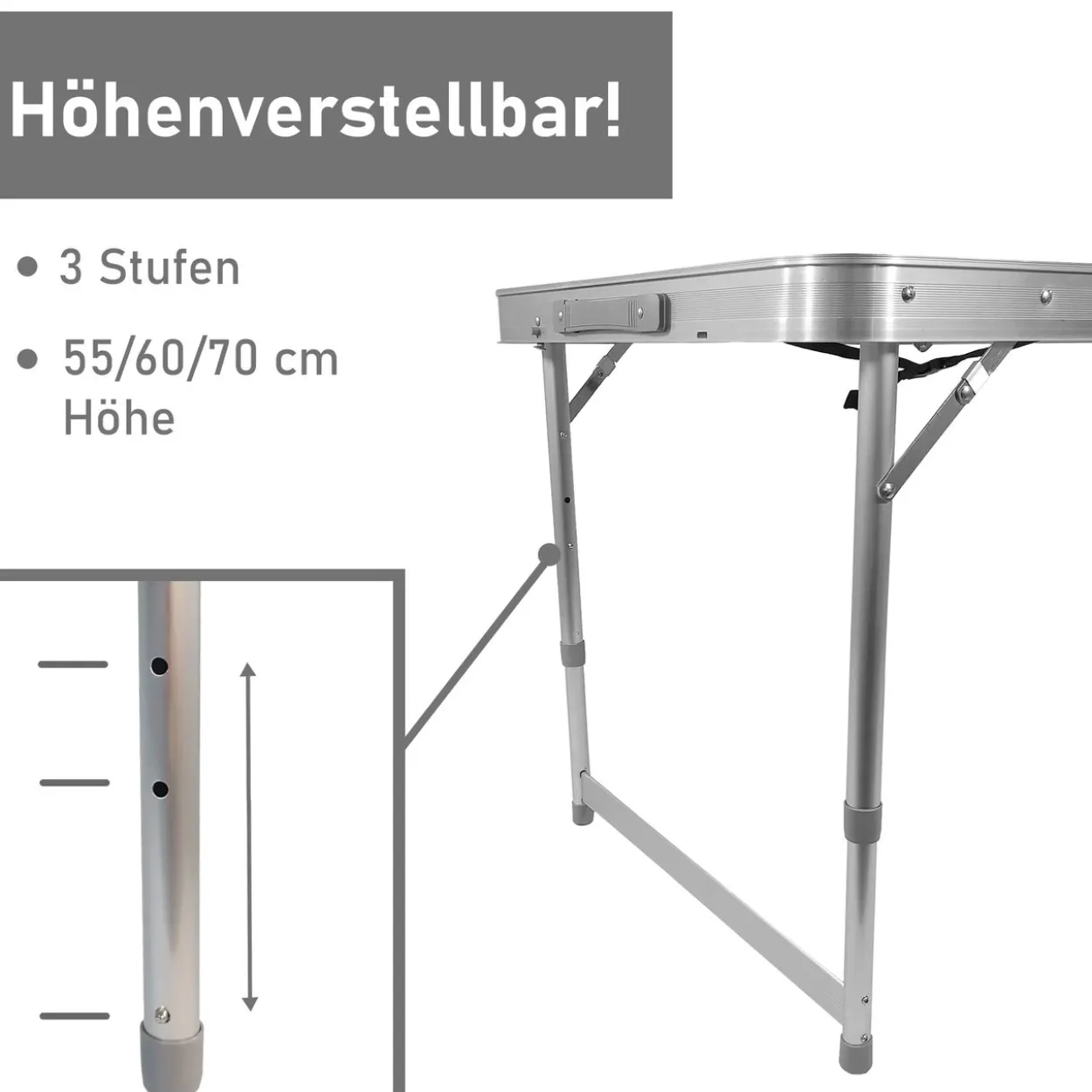 Campingtisch Set 5-teilig, Klapptisch mit 4 Camping Hocker