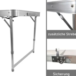 Campingtisch Set 5-teilig, Klapptisch mit 4 Camping Hocker