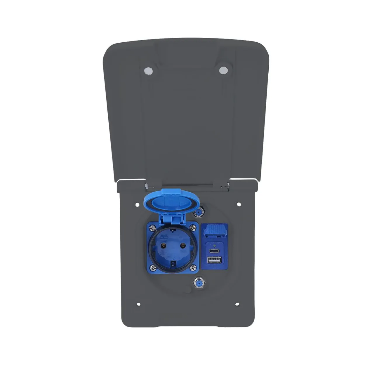 Caravan Vorzeltsteckdose USB/SAT IP44 anthrazit ähnlich RAL7012