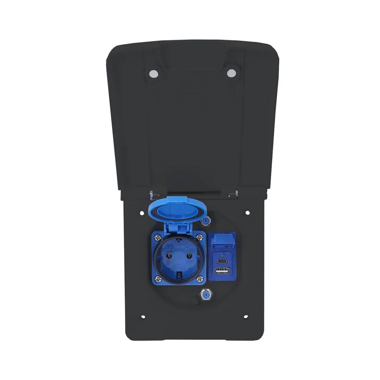 Caravan Vorzeltsteckdose USB/SAT IP44 schwarz ähnlich RAL9005