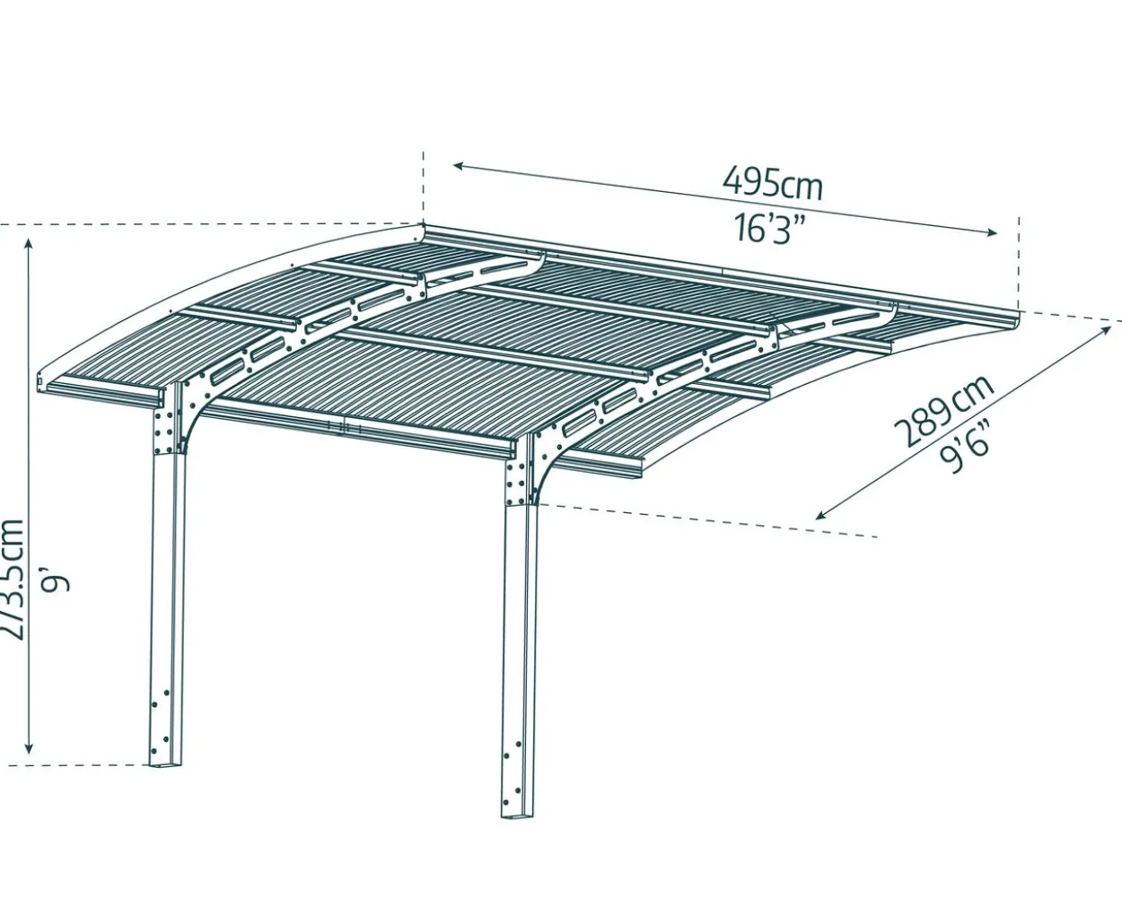 Carport Arizona Wave 495 x 289 cm Anthrazit