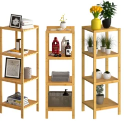 Casaria Badezimmerregal Bambus 4 Etagen 110 x 33 x 33 cm braun