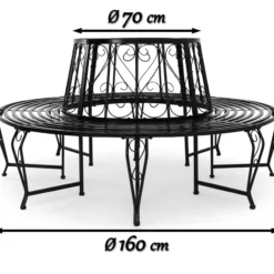 Casaria Baumbank Bree Schwarz Metall Ø160cm