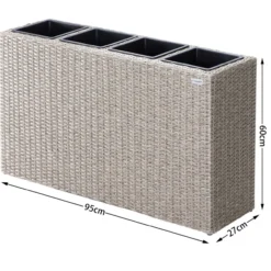 Casaria Blumenkasten Polyrattan 4er 95 x 60 x 27cm creme