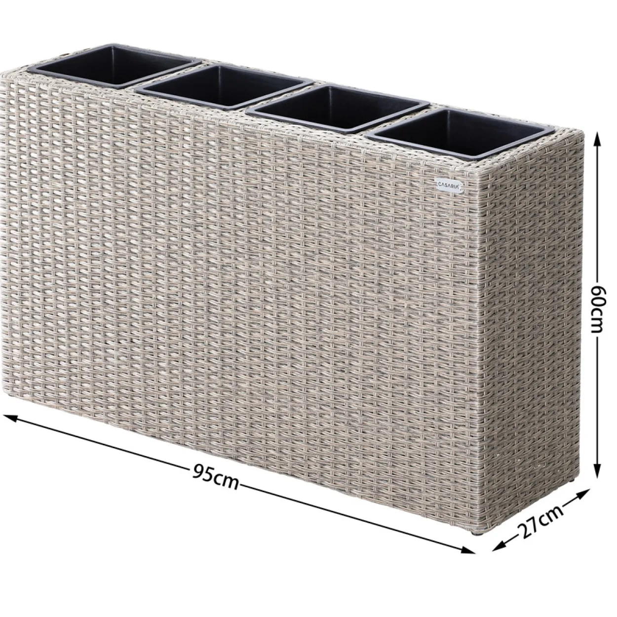 Casaria Blumenkasten Polyrattan 4er 95 x 60 x 27cm creme