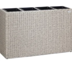 Casaria Blumenkasten Polyrattan 4er 95 x 60 x 27cm creme
