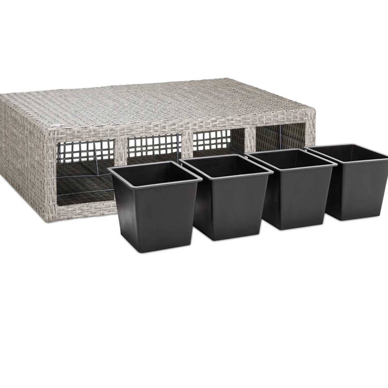 Casaria Blumenkasten Polyrattan 4er 95 x 60 x 27cm creme