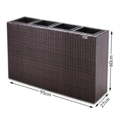 Casaria Blumenkasten Polyrattan 4er 95 x 60 x 27cm braun