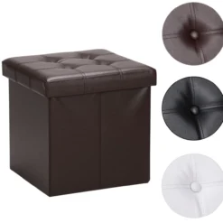 Casaria Faltbarer Sitzhocker mit Stauraum braun 38x38x38 cm