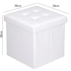 Casaria Faltbarer Sitzhocker mit Stauraum weiß 38x38x38 cm