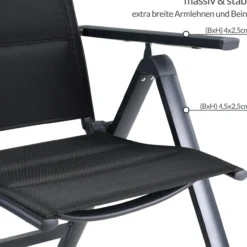 Casaria Gartenstuhl Bern Premium 2er-Set Anthrazit gepolstert