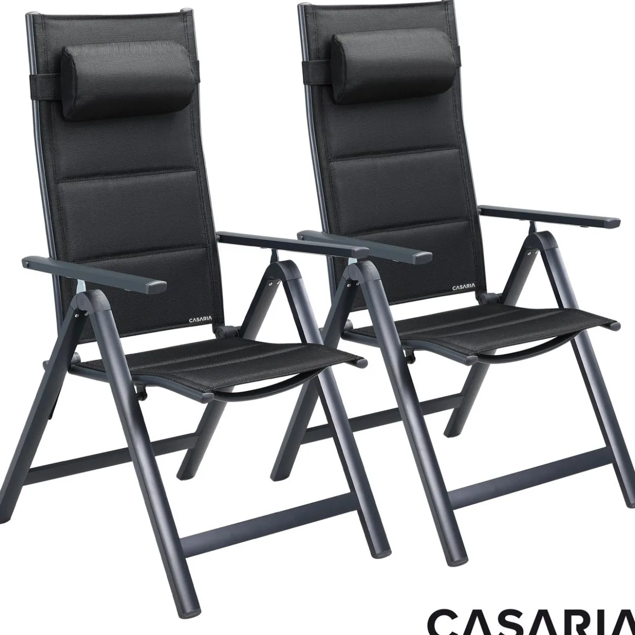 Casaria Gartenstuhl Bern Premium 2er-Set Anthrazit gepolstert