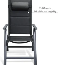 Casaria Gartenstuhl Bern Premium 2er-Set Anthrazit gepolstert