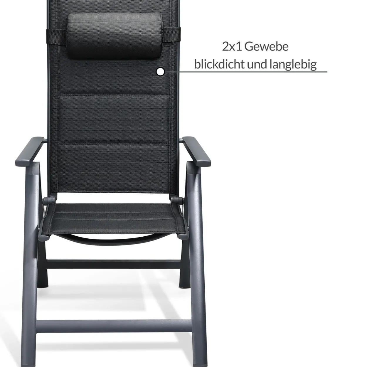 Casaria Gartenstuhl Bern Premium 2er-Set Anthrazit gepolstert