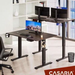 Casaria Höhenverstellbarer Schreibtisch Braun 110x60x73-118cm