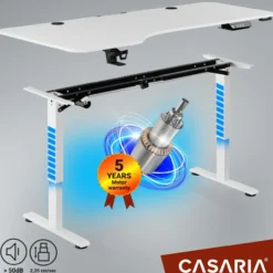 Casaria Höhenverstellbarer Schreibtisch Weiß 160x75x73-118cm