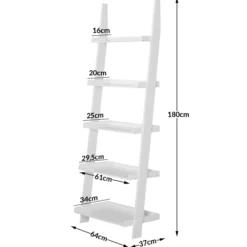 Casaria Leiterregal Treppenregal weiß mit 5 Böden 180cm