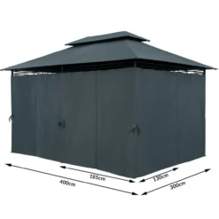 Casaria Pavillon Topas Anthrazit 3x4m UV-Schutz 50+