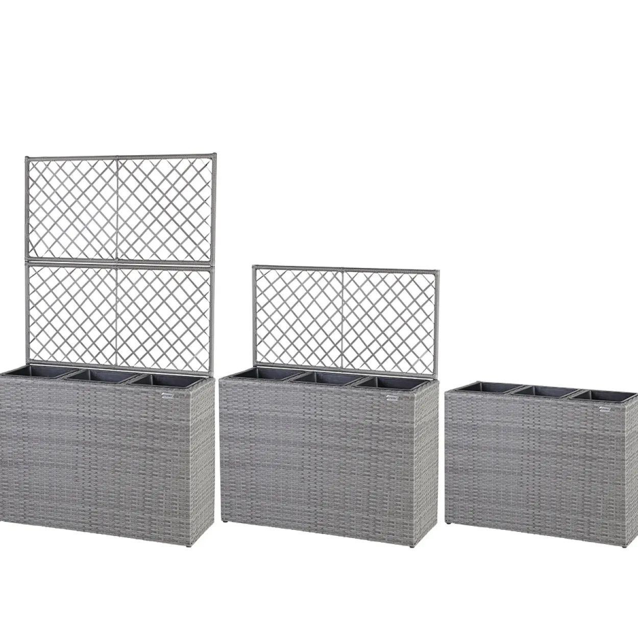 Casaria Polyrattan Blumenkasten mit Rankgitter Grau