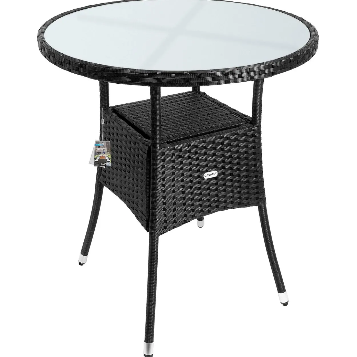 Casaria Polyrattan-Tisch Schwarz rund Ø60cm