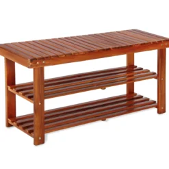 Casaria Schuhregal 2in1 Braun Akazienholz 90x32x46cm