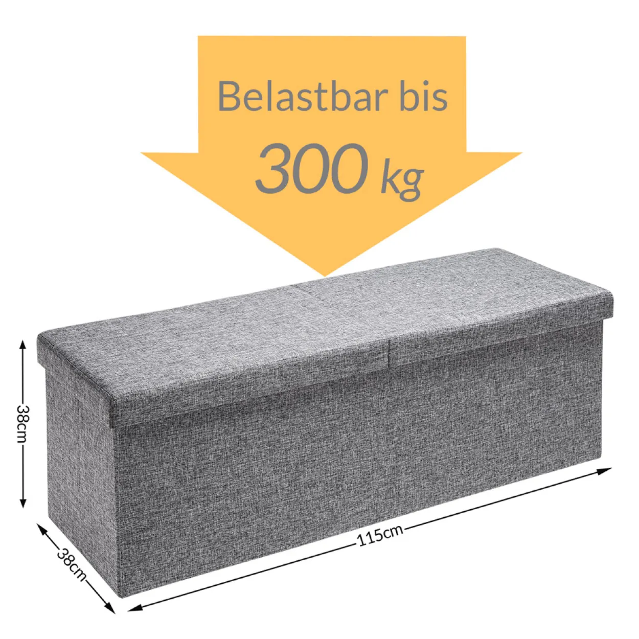 Casaria Sitzbank Hellgrau 115x38x38cm mit Klappdeckel